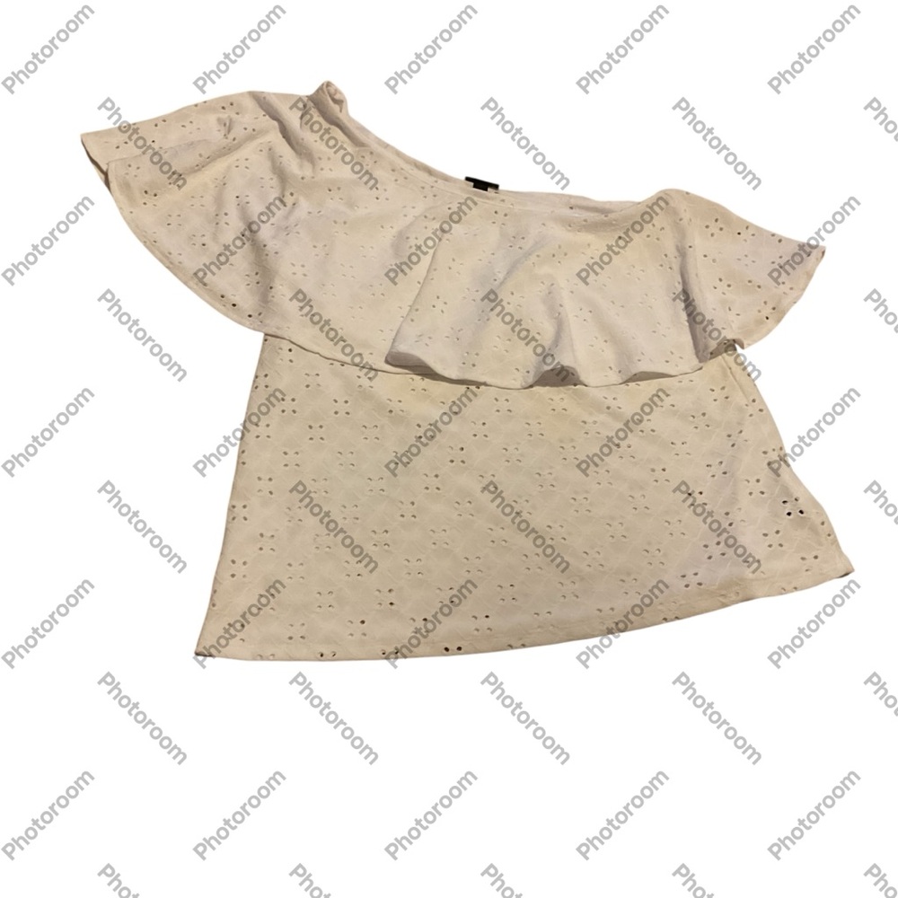 Torrid Cream Asymmetrical Ruffled Blouse one shoulder coquette festival western